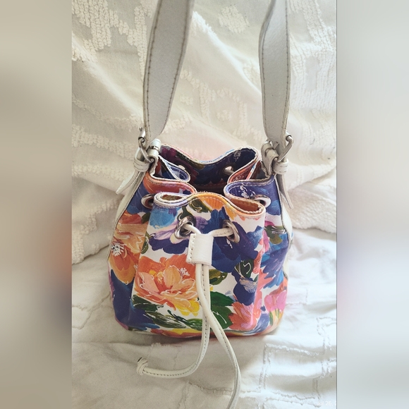 Maurizio Taiuti Small Mini Floral Leather Drawstring Tote - Picture 3 of 7